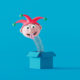 Funny Jack in the box on the blue background